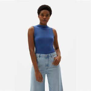 Everlane The Pima Micro-Rib Funnel-Neck Tank Blue Base - Size M